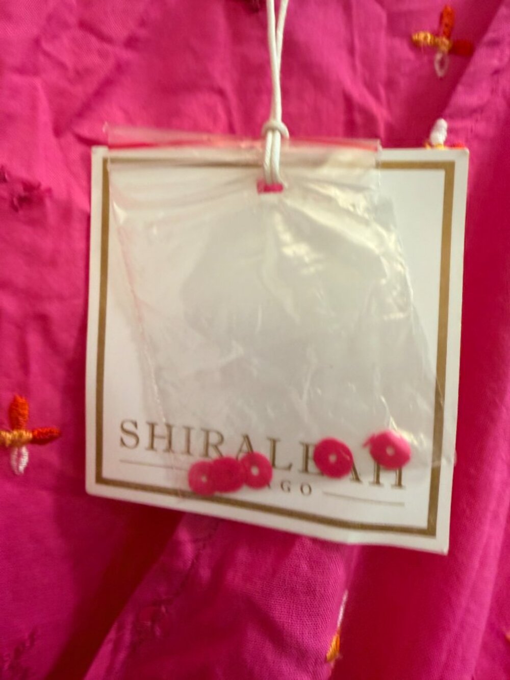 Shiraleah Pink Embroidered Pom Pom Cover Up NWT - Picture 5 of 11